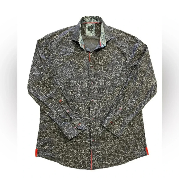 Daniel Hechter Blue Printed Long Sleeve Button Down Dress Shirts Size Large - Picture 6 of 10